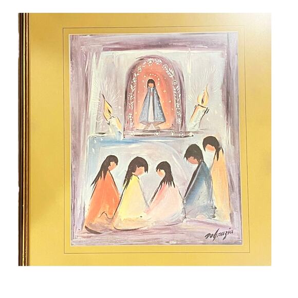 Ted DeGrazia Framed ART PRINT American Indians Very Very Silently Praying 23x19" - Picture 2 of 7
